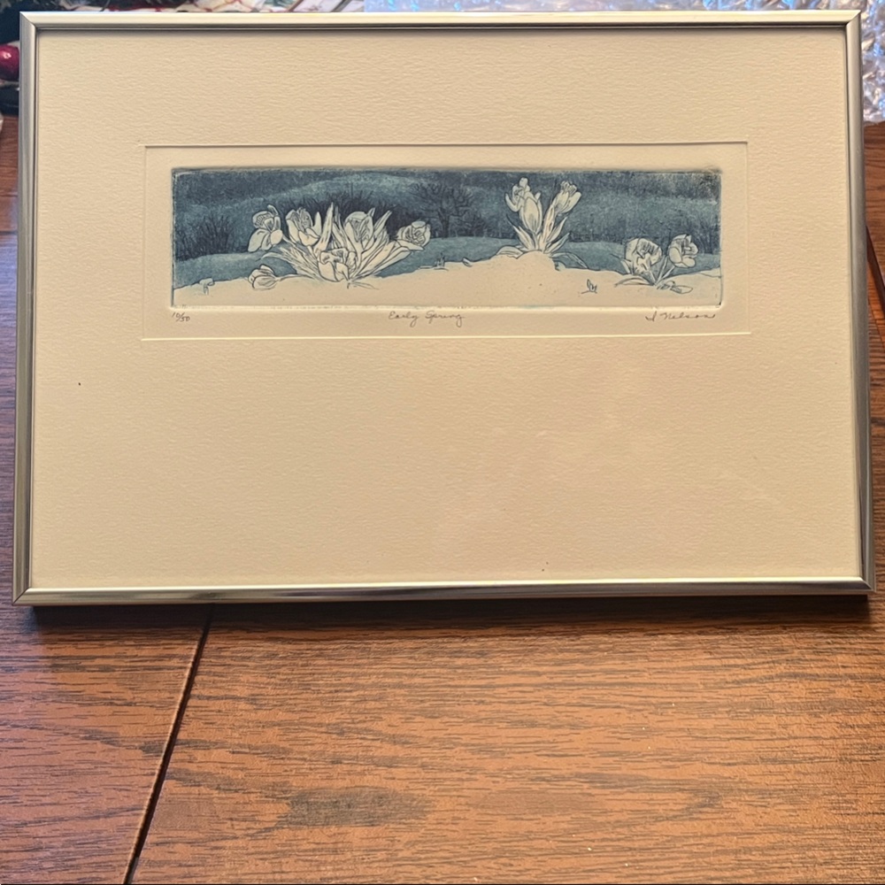 Framed Original Etching Print “Early Spring” 10/50 Irene Nelson